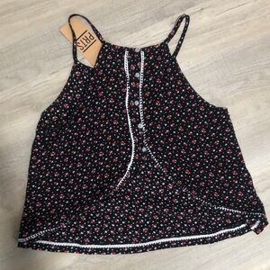 Black Floral Tank Top